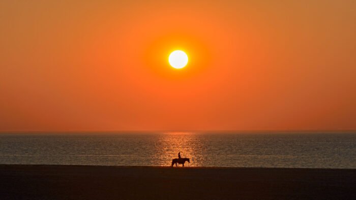 Zonsondergang op het strand van Renesse